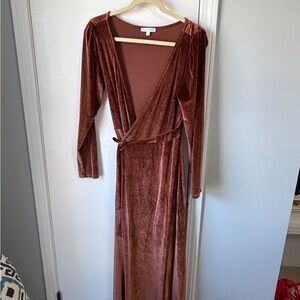 Baltic Born Velvet Wrap Dress in Warm Brown